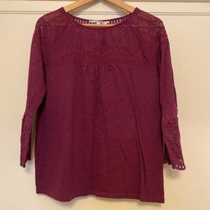 Sonoma Burgundy Multi Lace Maroon Top - Medium